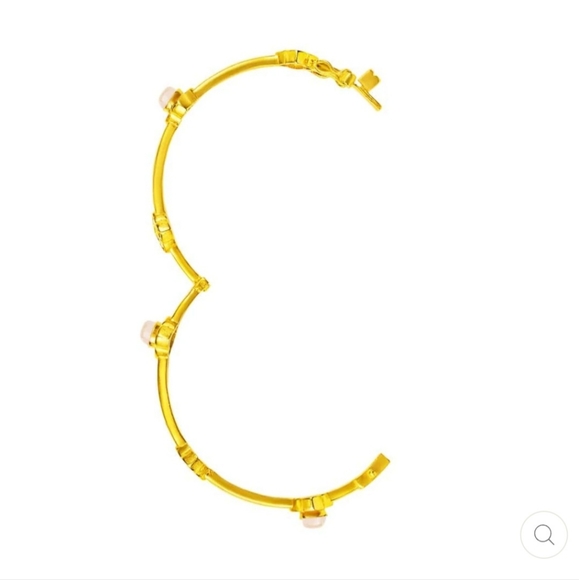 Subtle Divinity Gold Plated Rose Quartz Bangle Bracelet - Picture 3 of 5